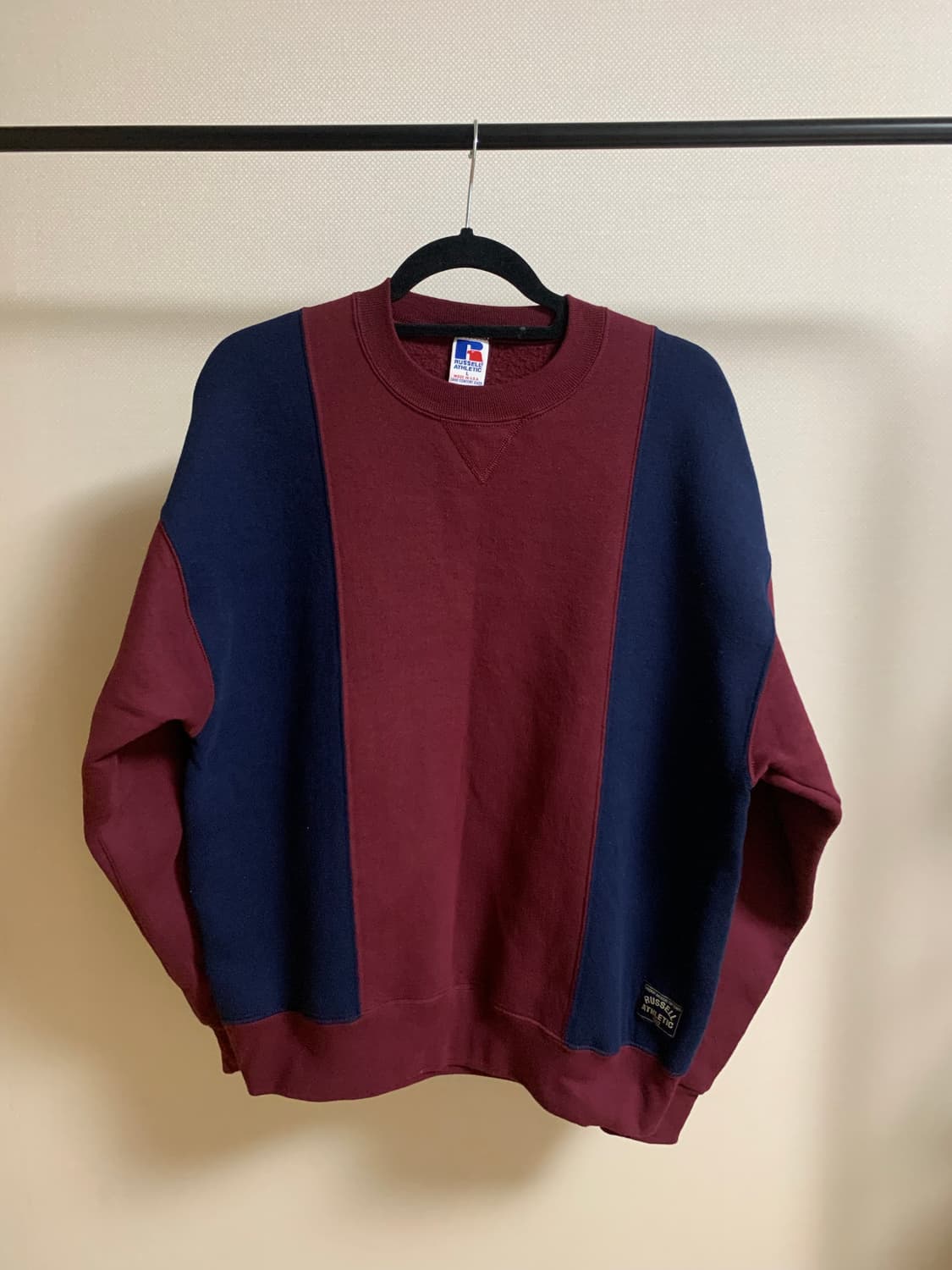 빈티지 90s USA 러셀 와인 네이비 투톤 스웻셔츠 L 상품이미지1