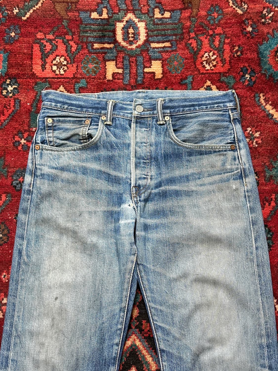 00's 리바이스 501 셀비지 데님 팬츠 하드 에이징 상품이미지5