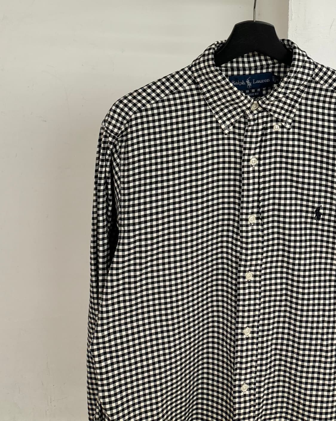 랄프 로렌 블랙 앤 화이트 깅엄 체크 셔츠 상품이미지3