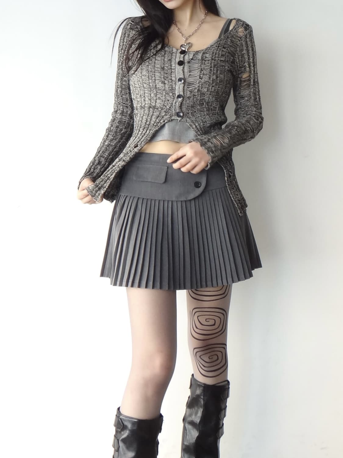 Button pintuck pleats skirt 상품이미지6