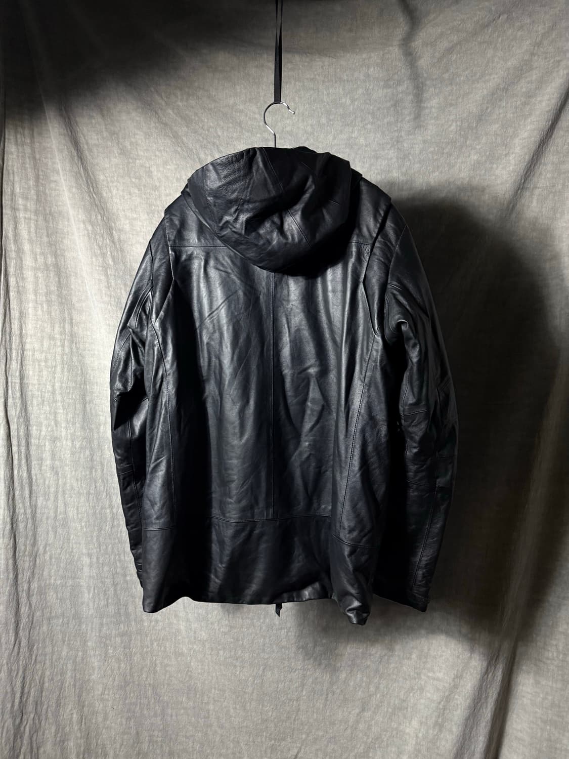 C DIEM Black Lamb Leather Hooded Jacket 상품이미지7