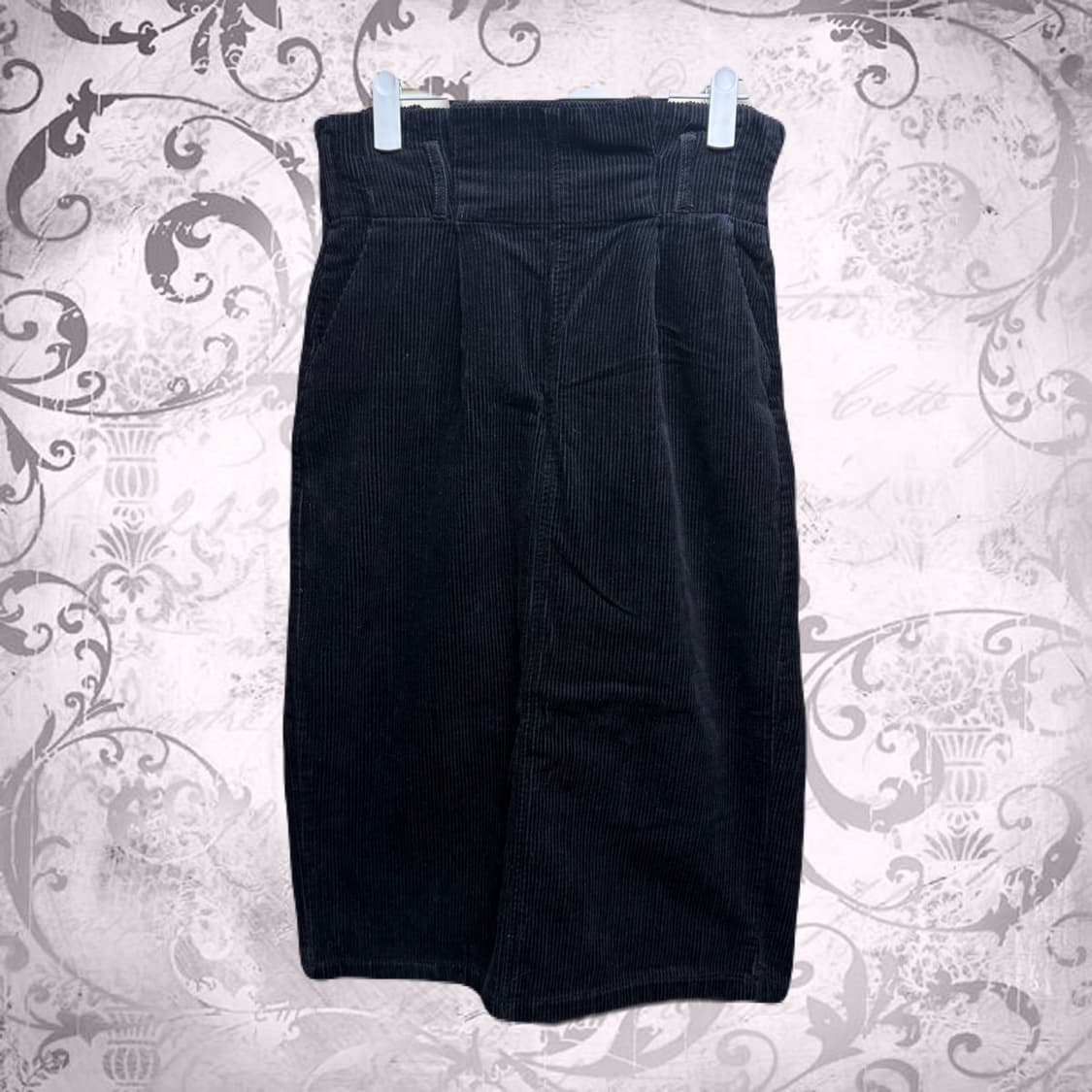 긱시크 프레피 코듀로이 미디스커트 상품이미지1