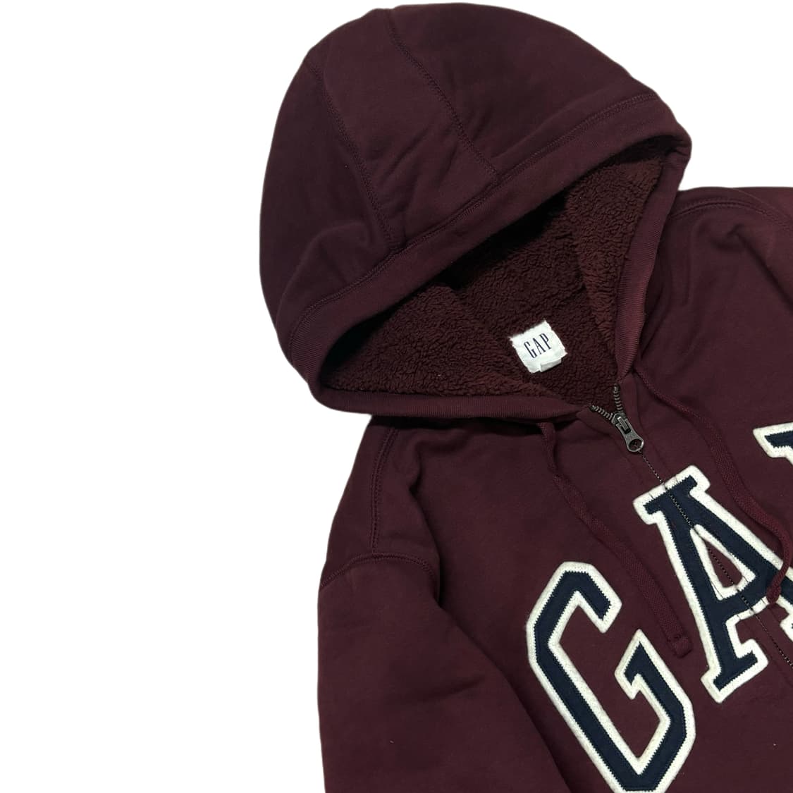 GAP 갭 기모 후드 집업 버건디 상품이미지3
