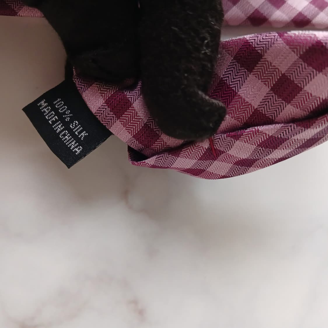 아쿠아스큐텀 실크 퍼플 체크 패턴 넥타이 7.8cm A+등급 A19726 상품이미지9