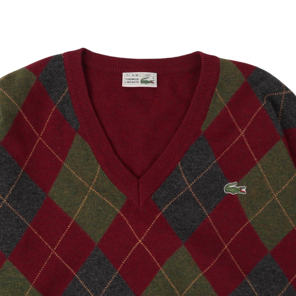 라코스테 레드 아가일 브이넥 니트 상품이미지2