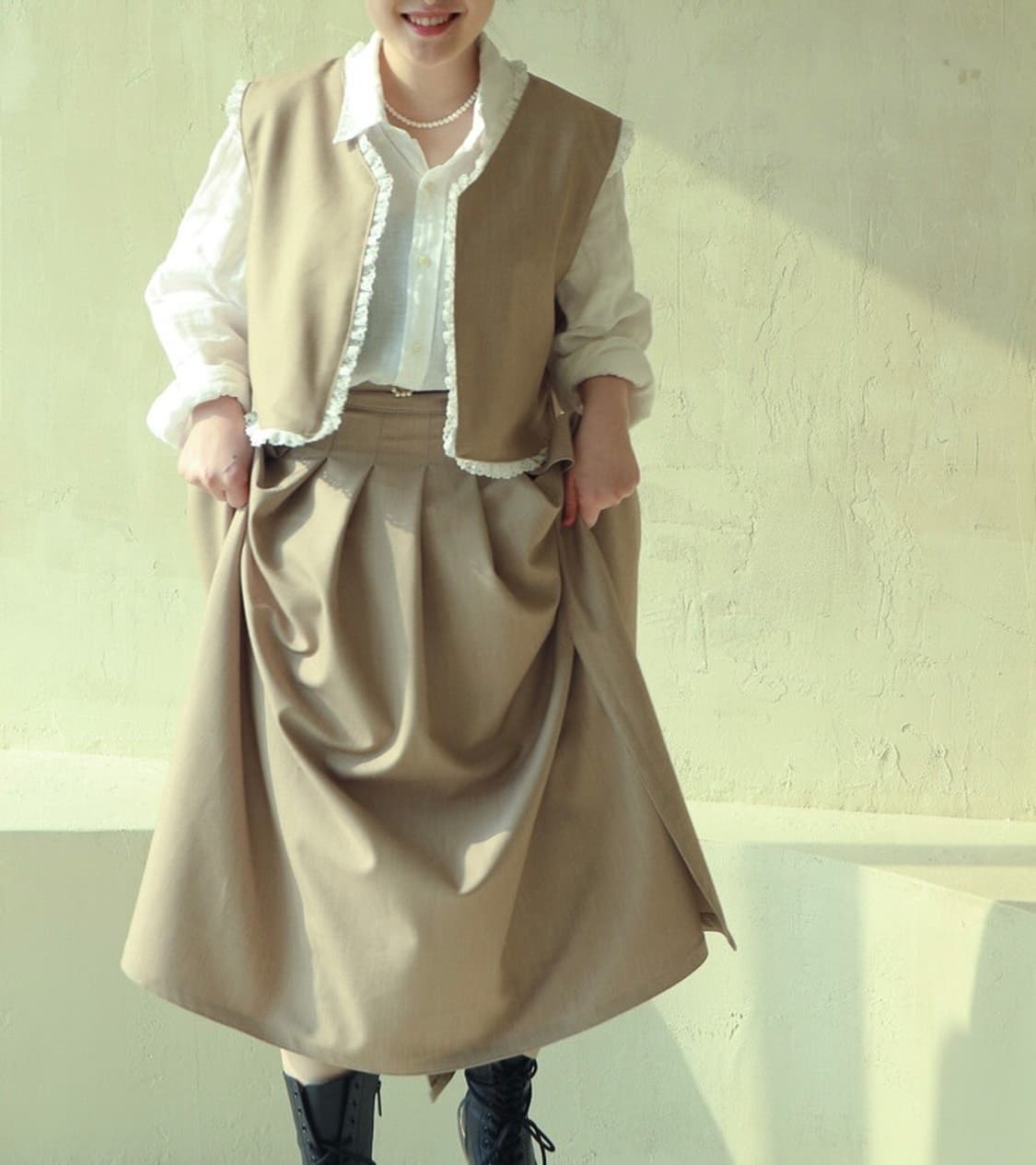 울 레이스 양면 리버시블 베스트 조끼 뷔스티에 상품이미지4