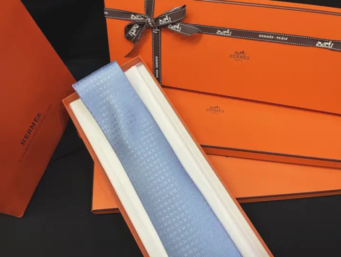 [정품] 에르메스 실크 클래식 넥타이 라이트 블루 상품이미지2