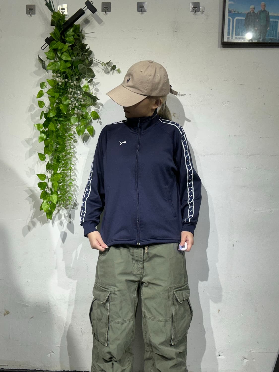 푸마 네이비 데드스탁 화이트 사이드 라인 오버핏 트랙탑 져지 S 상품이미지4