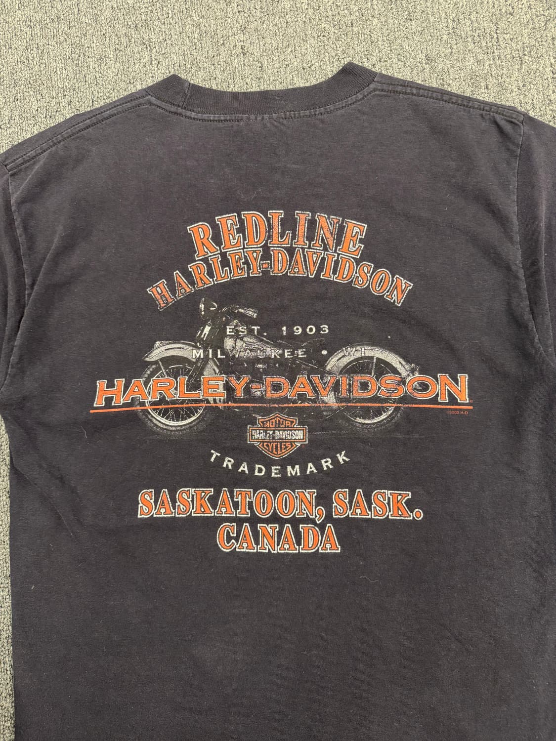 M) 할리데이비슨 빈티지 블랙 프린팅 반팔 티셔츠 상품이미지5