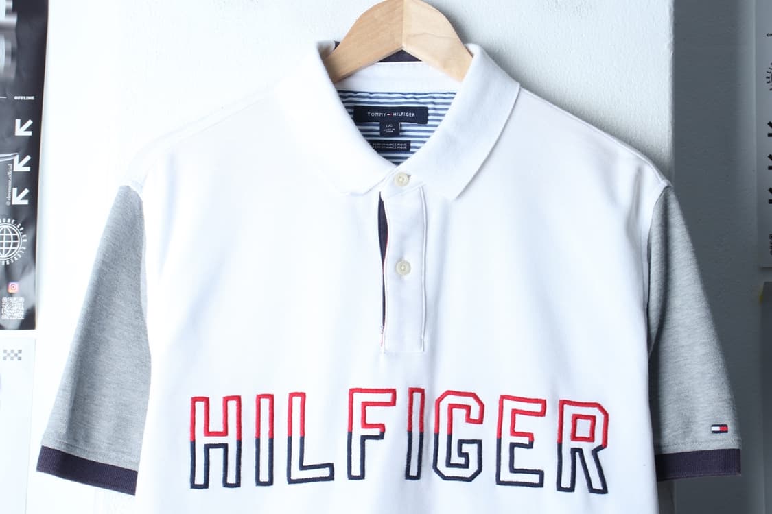 (L-XL) 타미힐피거 반팔 카라 티셔츠 부분에이징 빅로고-H30270 상품이미지3