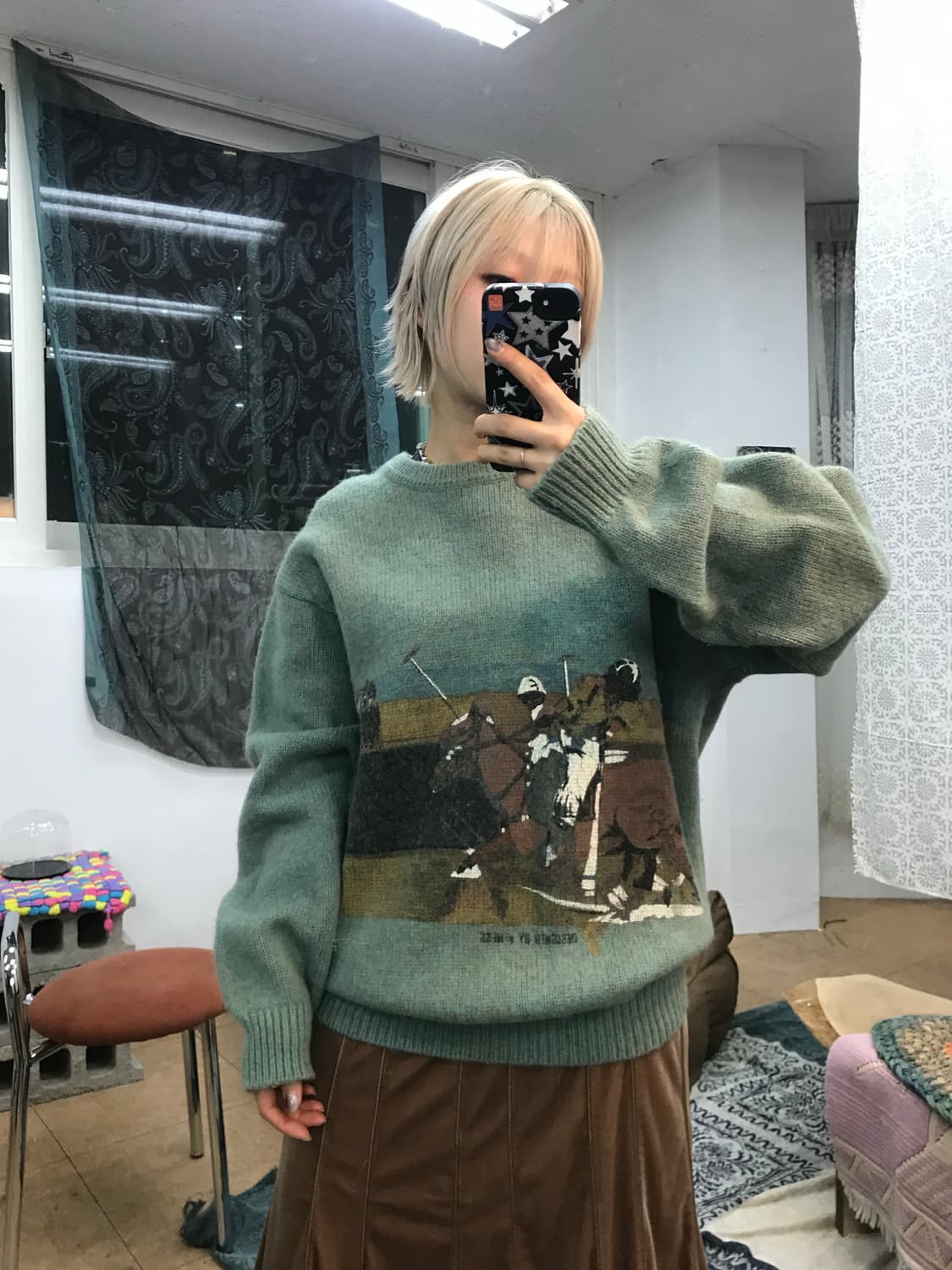 빈티지 프린팅 니트  상품이미지1