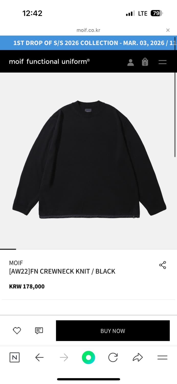 모이프 니트 [AW22]FN CREWNECK KNIT / BLACK 상품이미지8