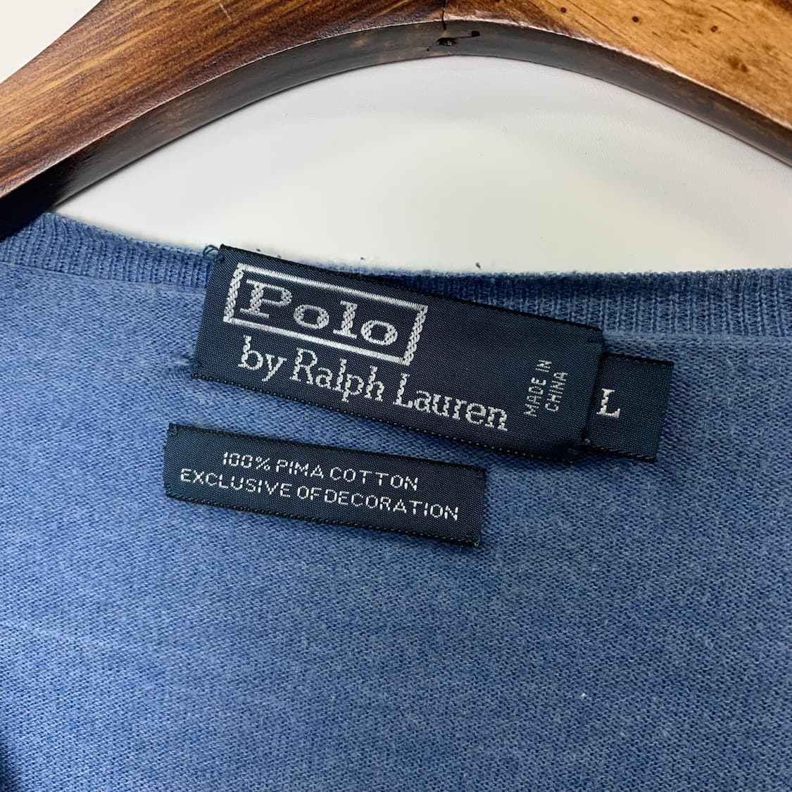 폴로 랄프로렌 피마코튼 스카이블루 브이넥 니트 상품이미지4