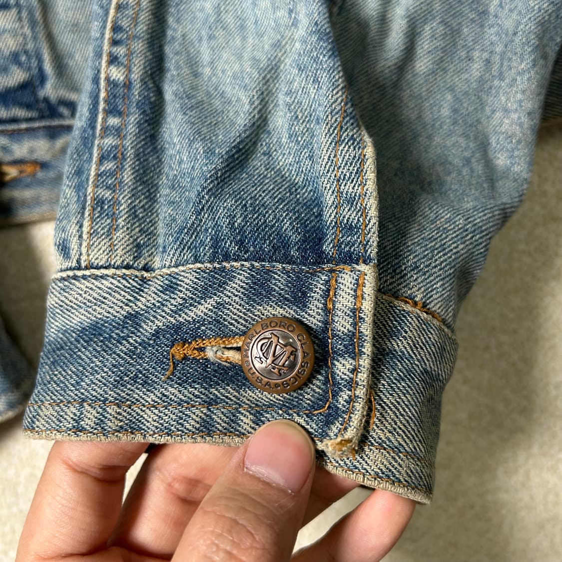 (XL) 90s 말보로 클래식 레더넥 데님 자켓 상품이미지7