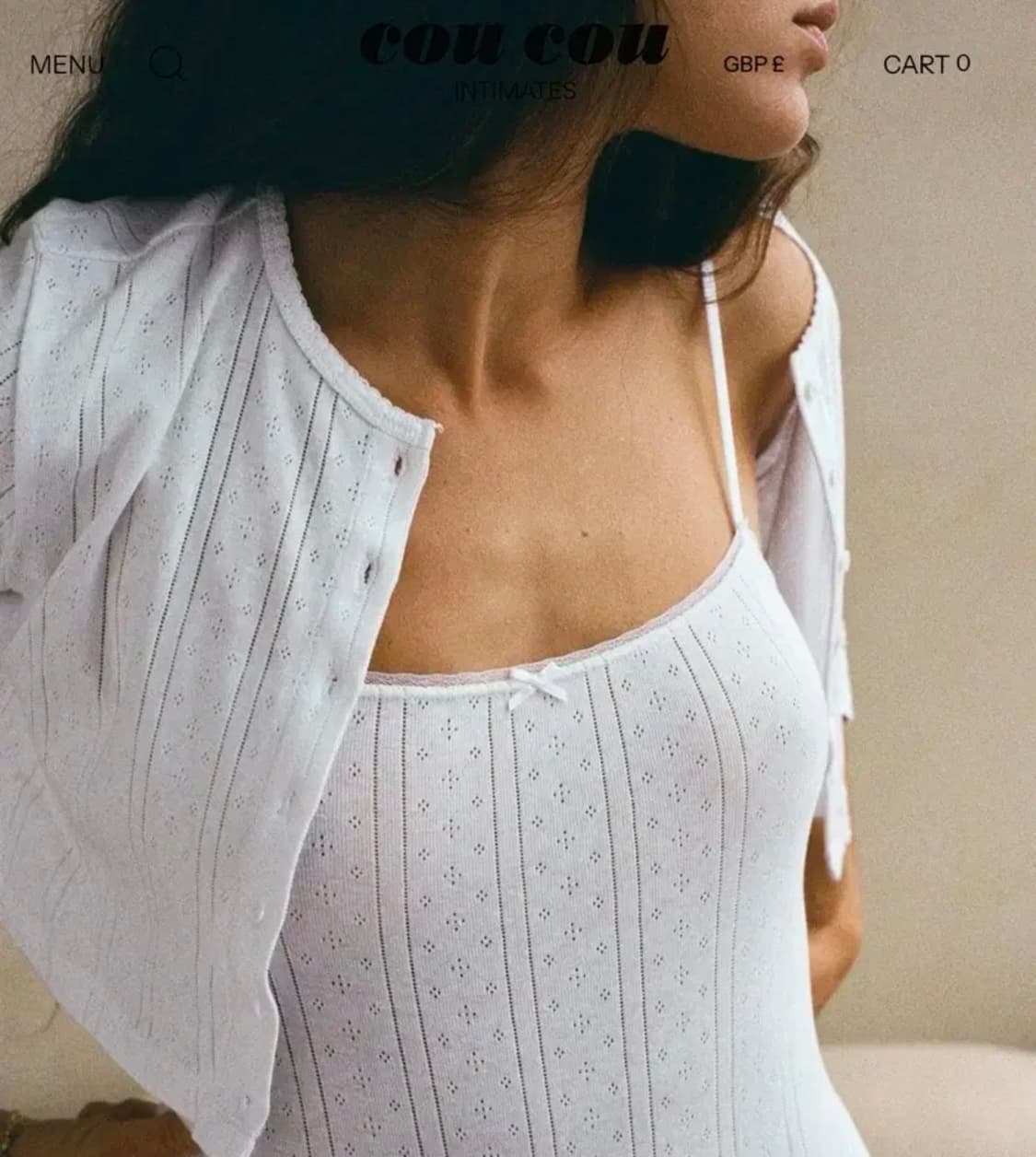 Cou cou intimates 쿠쿠 크롭 가디건 나시 세트 상품이미지1