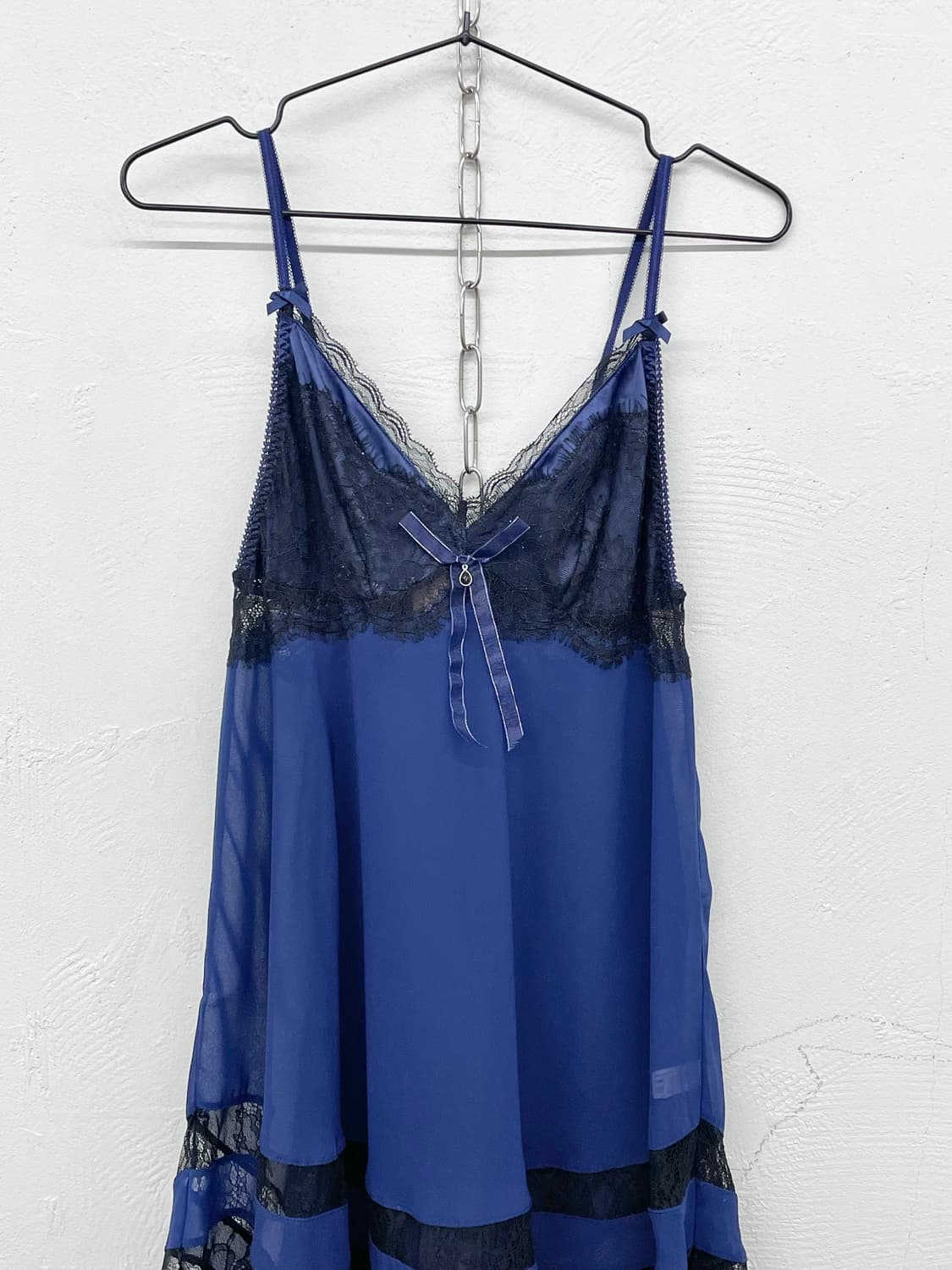 에블린 블루 레이스 시어 슬립 상품이미지5