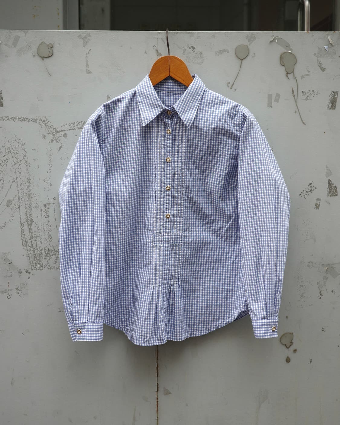 유럽 빈티지 체크 레이디 하프플래킷 페전트 셔트 상품이미지1