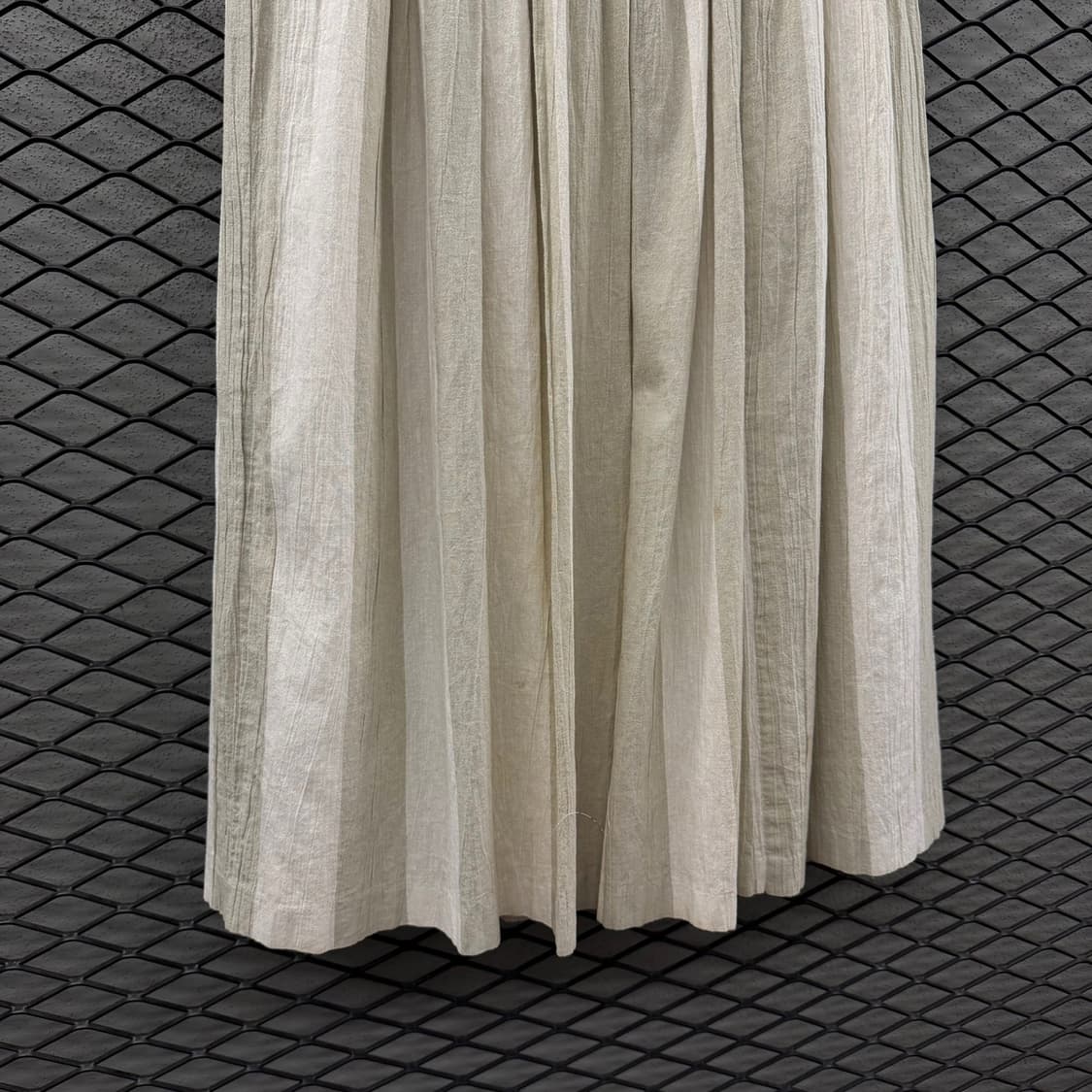 JPN VINTAGE 미디 플레어 스커트 린넨 투톤라인 디테일 아이보리 상품이미지5