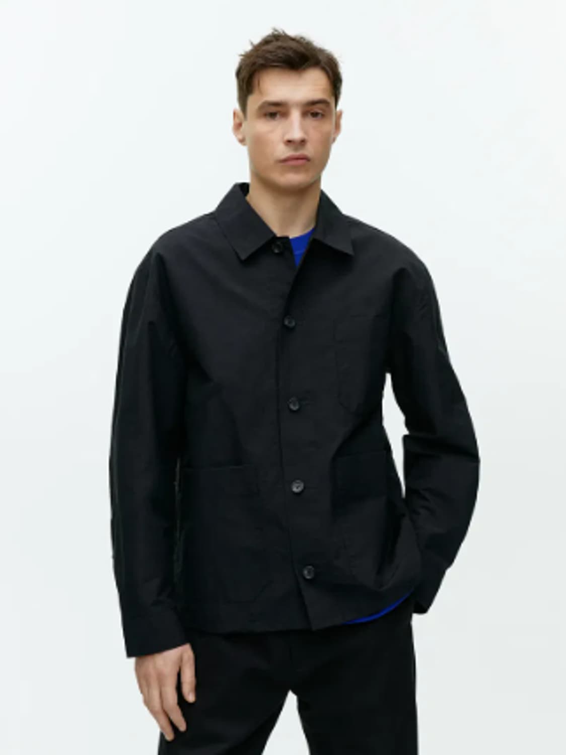 아르켓 ARKET 남자 코튼 나일론 오버셔츠 블랙 상품이미지2