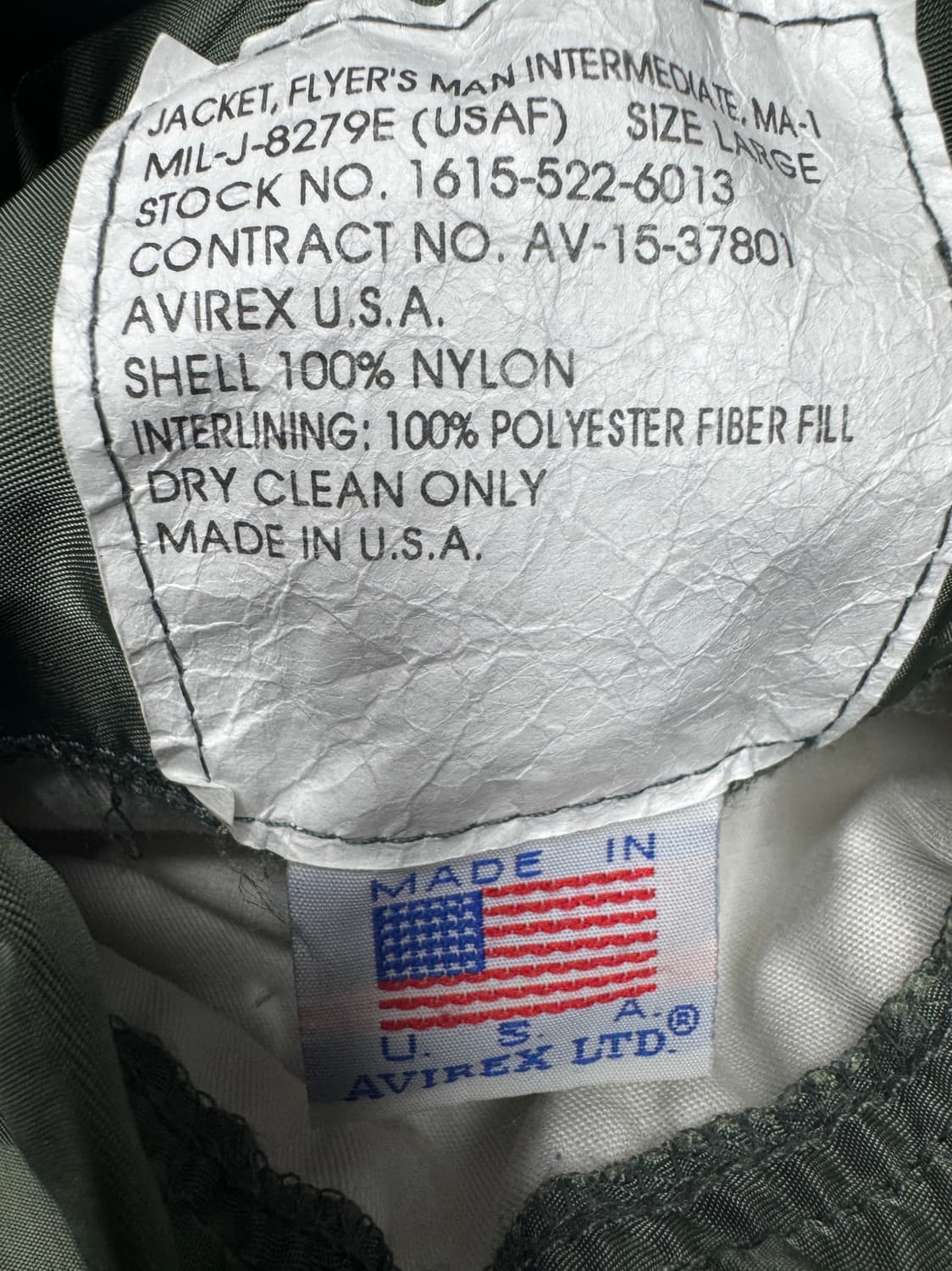 빈티지 아비렉스 AVIREX USA 마원 ma-1 항공점퍼 L 상품이미지10