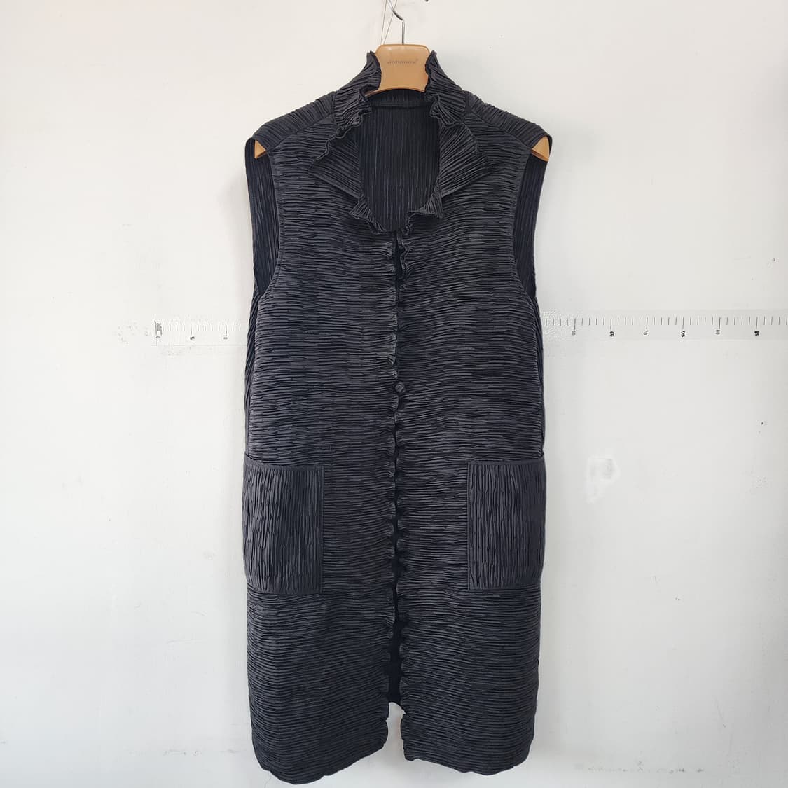 플리츠 롱 조끼 블랙 상품이미지1