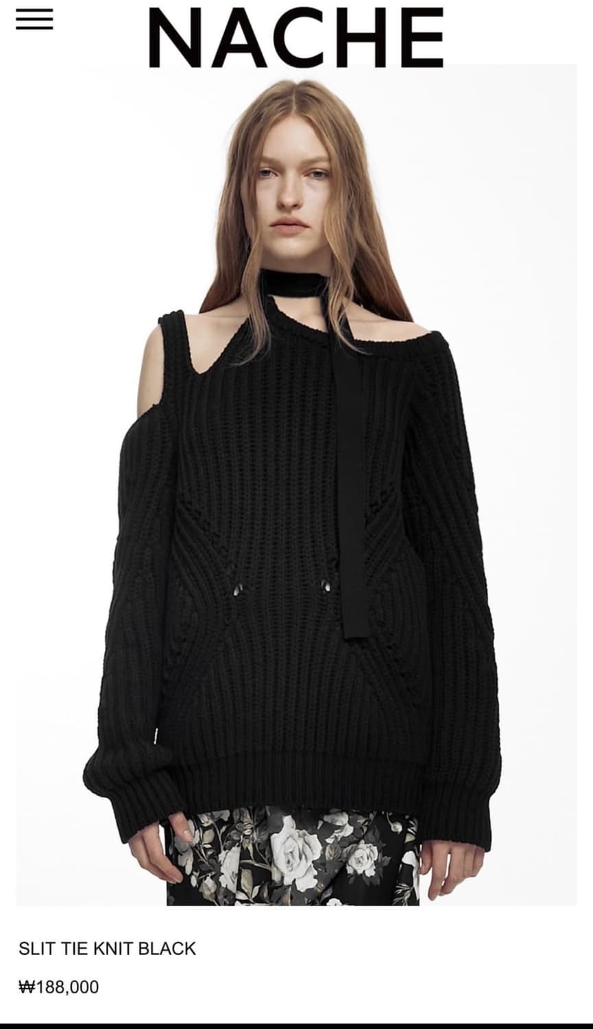 나체 [1] NACHE SLIT TIE KNIT BLACK 상품이미지1
