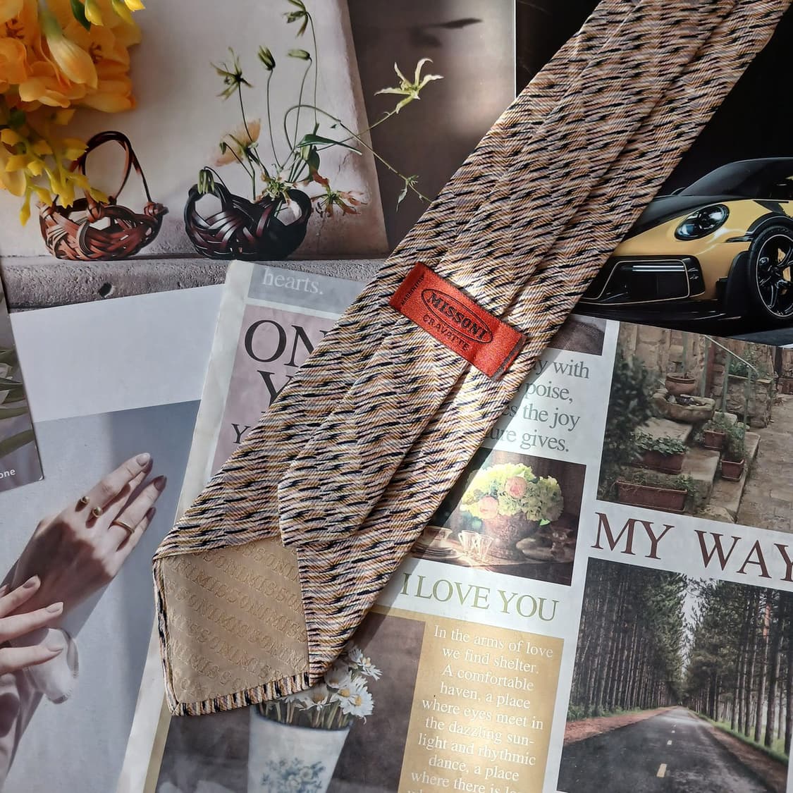 미쏘니 실크 베이지 텍스처 패턴 넥타이 8.7cm A+등급 A19211
 상품이미지4