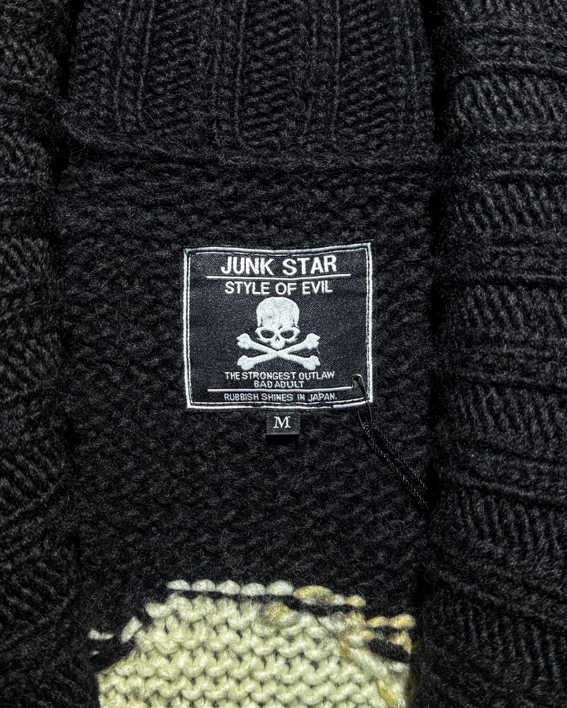 JUNK STAR – Skull Knit Shawl Cardigan  펑 상품이미지4
