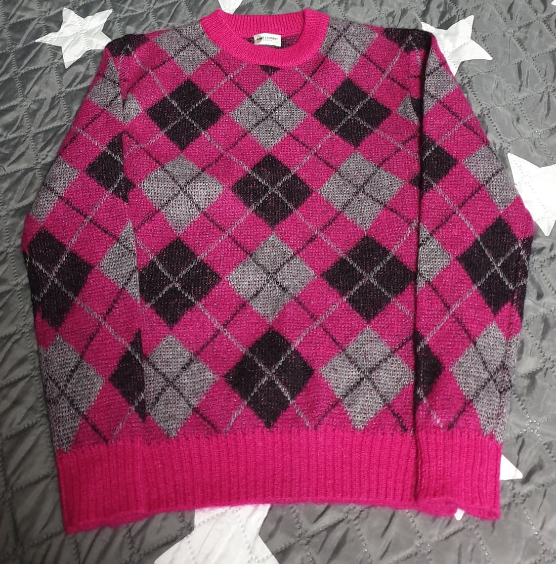 생로랑 파리 다이아패턴 니트 스웨터 핫핑크 (U사이즈) 상품이미지1