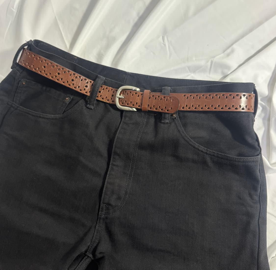 빈티지 펀칭 레더 벨트 웨스턴 상품이미지1