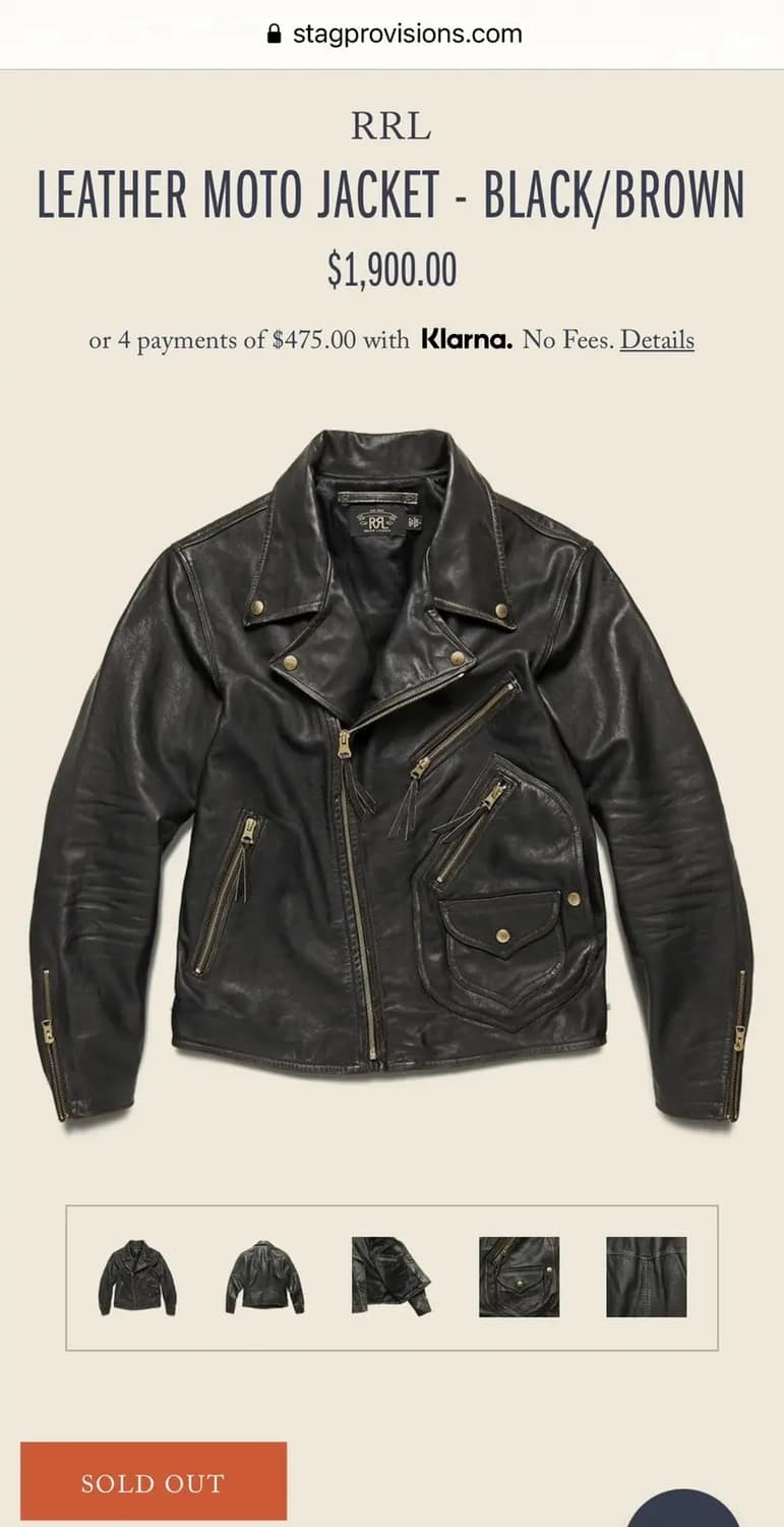 rrl 더블알엘 레더모토자켓 s 상품이미지2