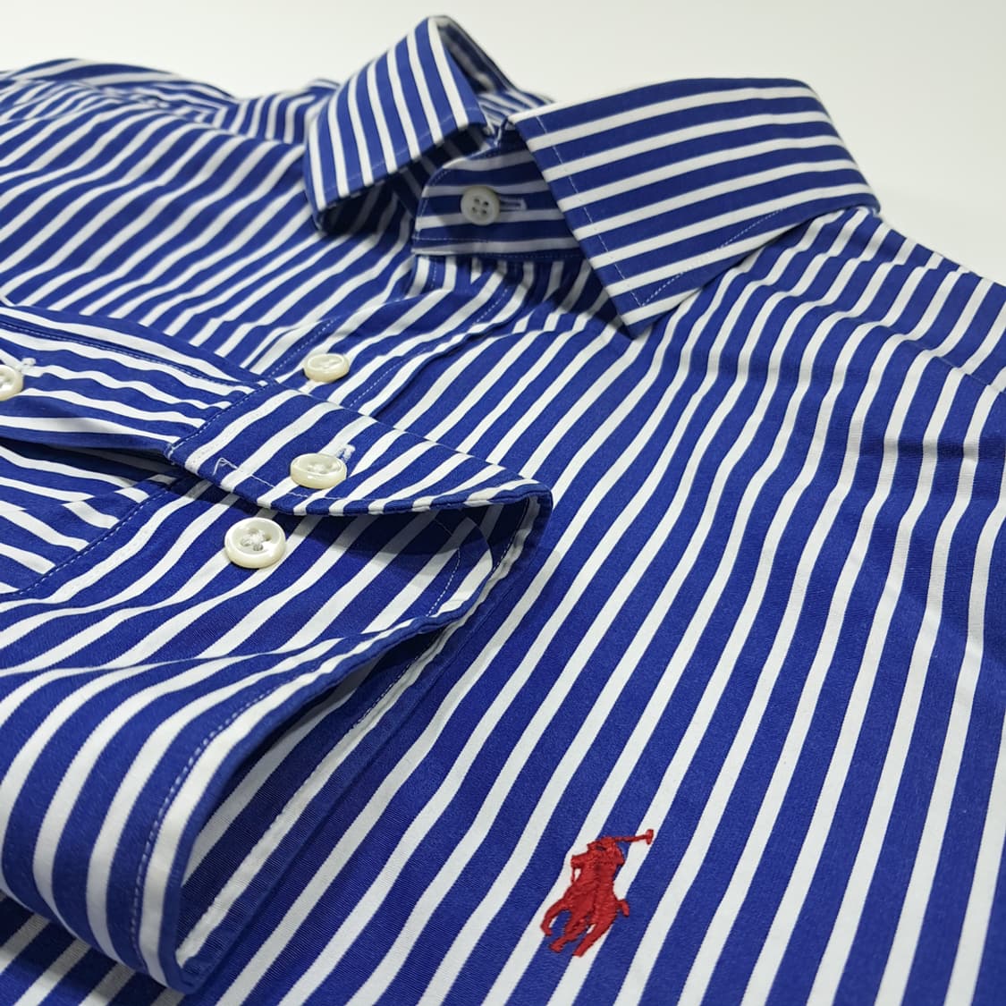 CL441 2XL 폴로 90s 홍콩판 뱅갈스트라이프 블루 셔츠 남방 상품이미지4