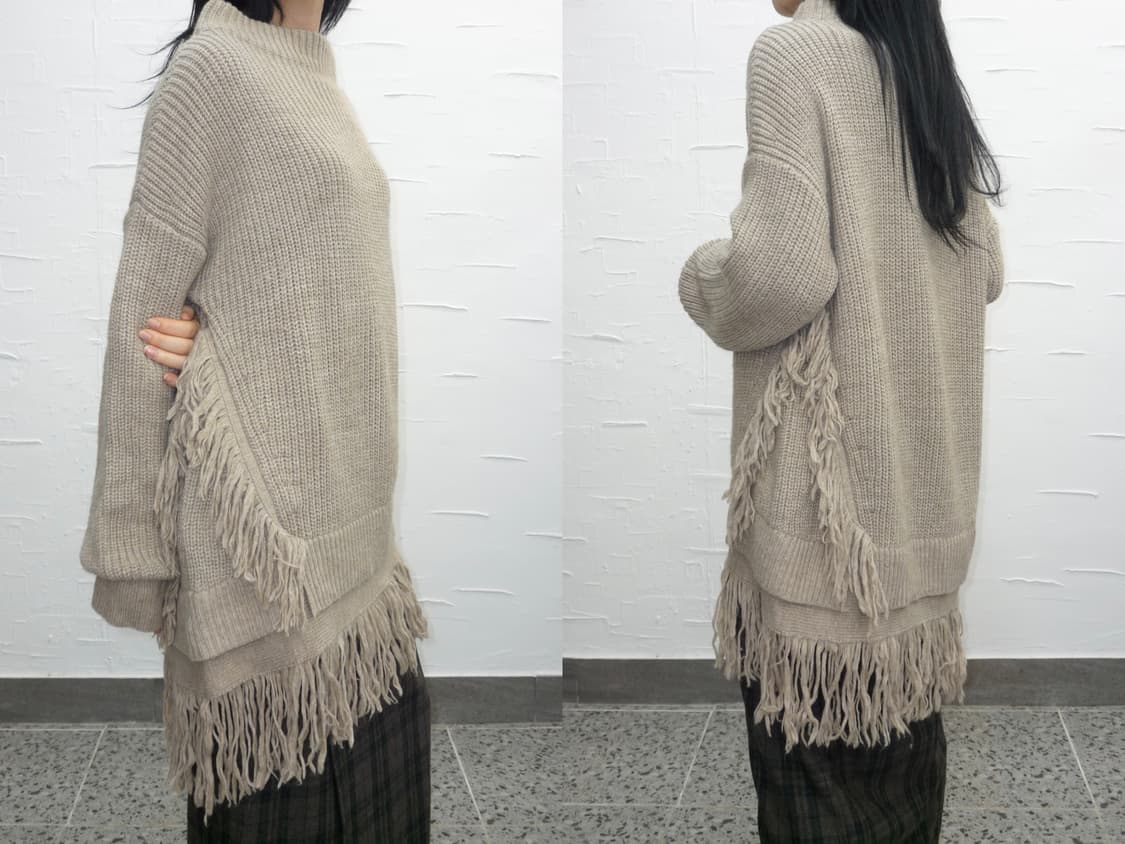Oatmeal fringe hem knit 상품이미지1