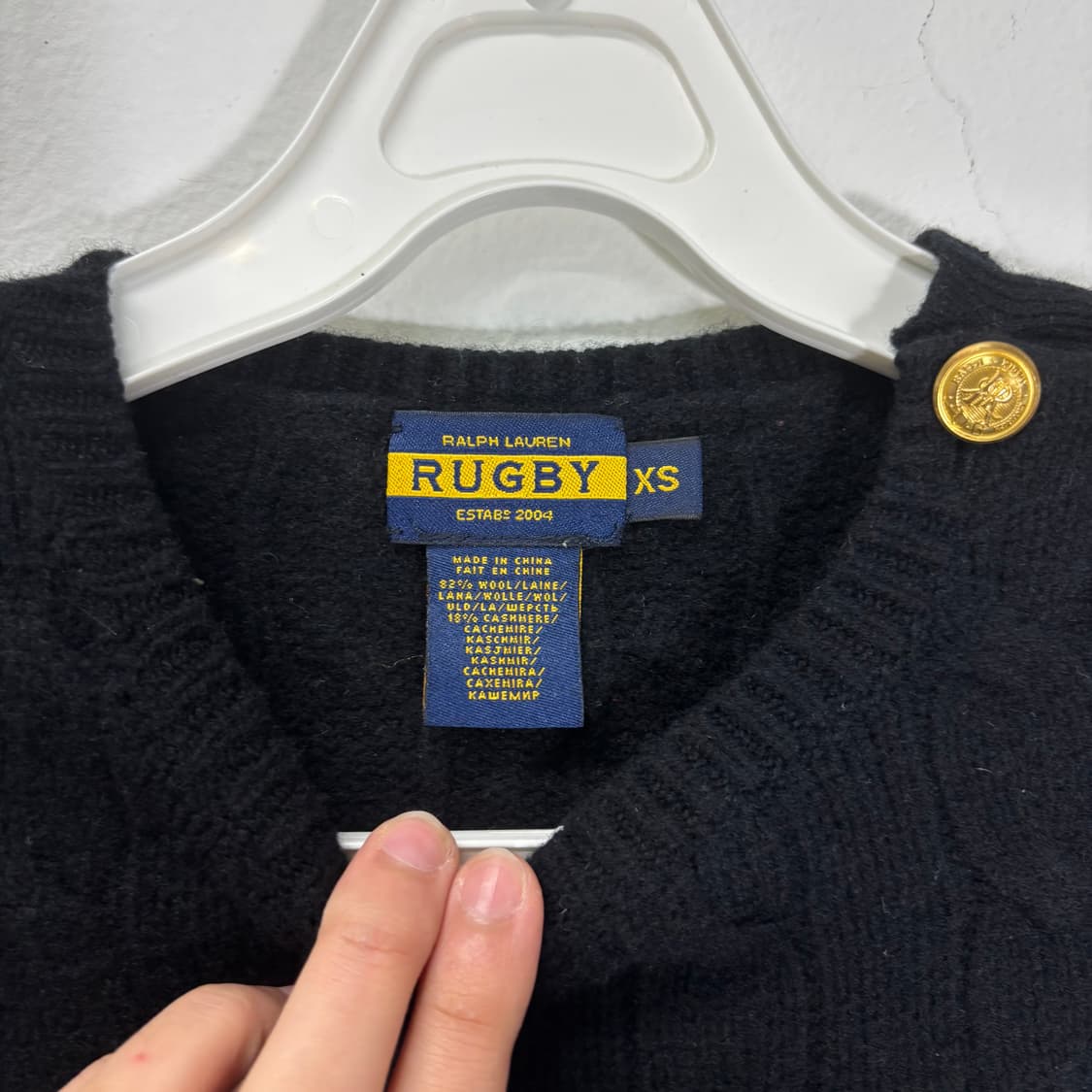 우먼XS 폴로랄프로렌 럭비 블랙 캐시미어혼방 슬림핏 울원피스 상품이미지4
