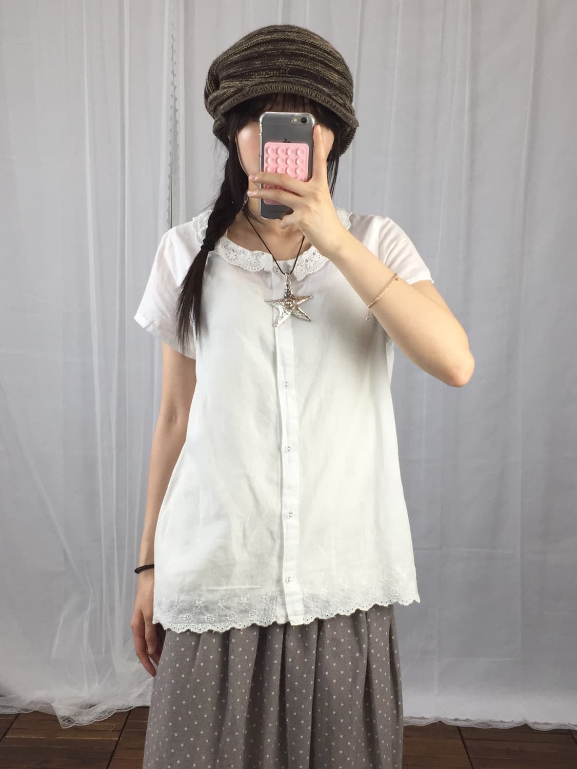 SM2 White Lace Collar Linen Blouse 상품이미지1
