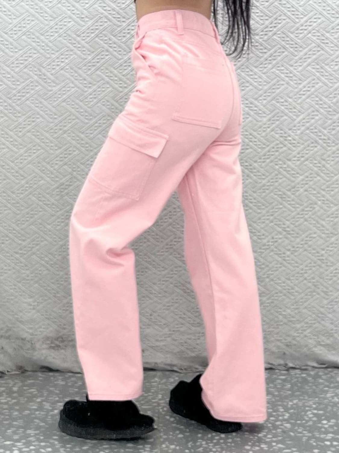 빈티지 하이웨스트 딸기우유 핑크 와이드 카고팬츠 S C08114 상품이미지2