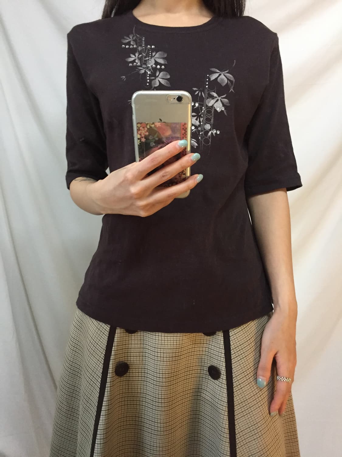 꽃큐빅 5부반팔 상품이미지10