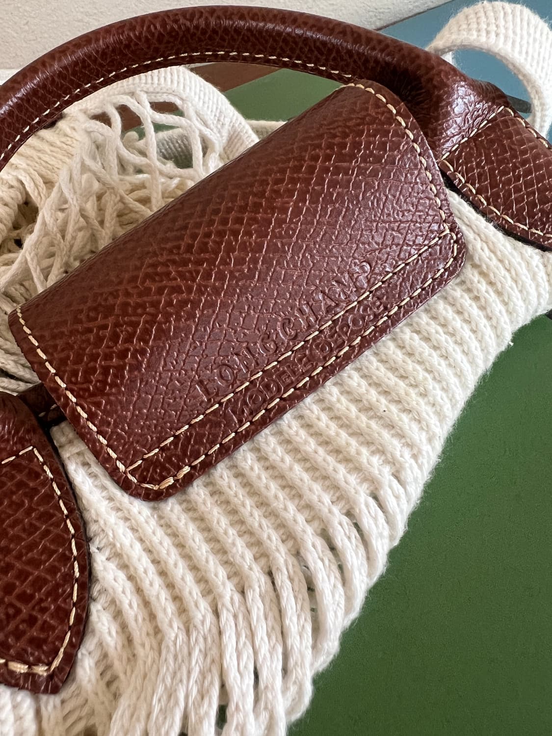 롱샴 르 플리아쥬 필레 탑핸들 네트백 에크루 상품이미지7