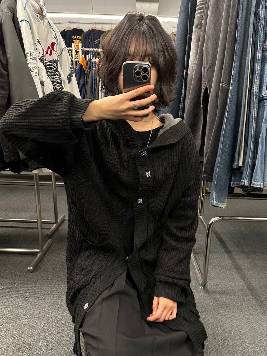 OS)엑시즈팜 y2k 롱 가디건 상품이미지3