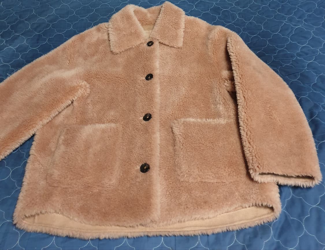 나이스클랍 아웃포켓 울100% 페이크 무스탕 자켓 카멜 (F) 상품이미지2