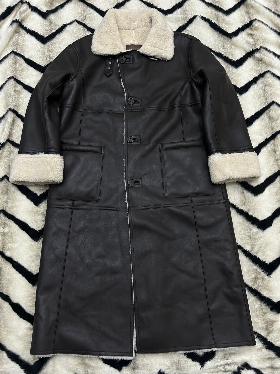 [3]인스턴트펑크 함성가죽 롱 무스탕/브라운 상품이미지2