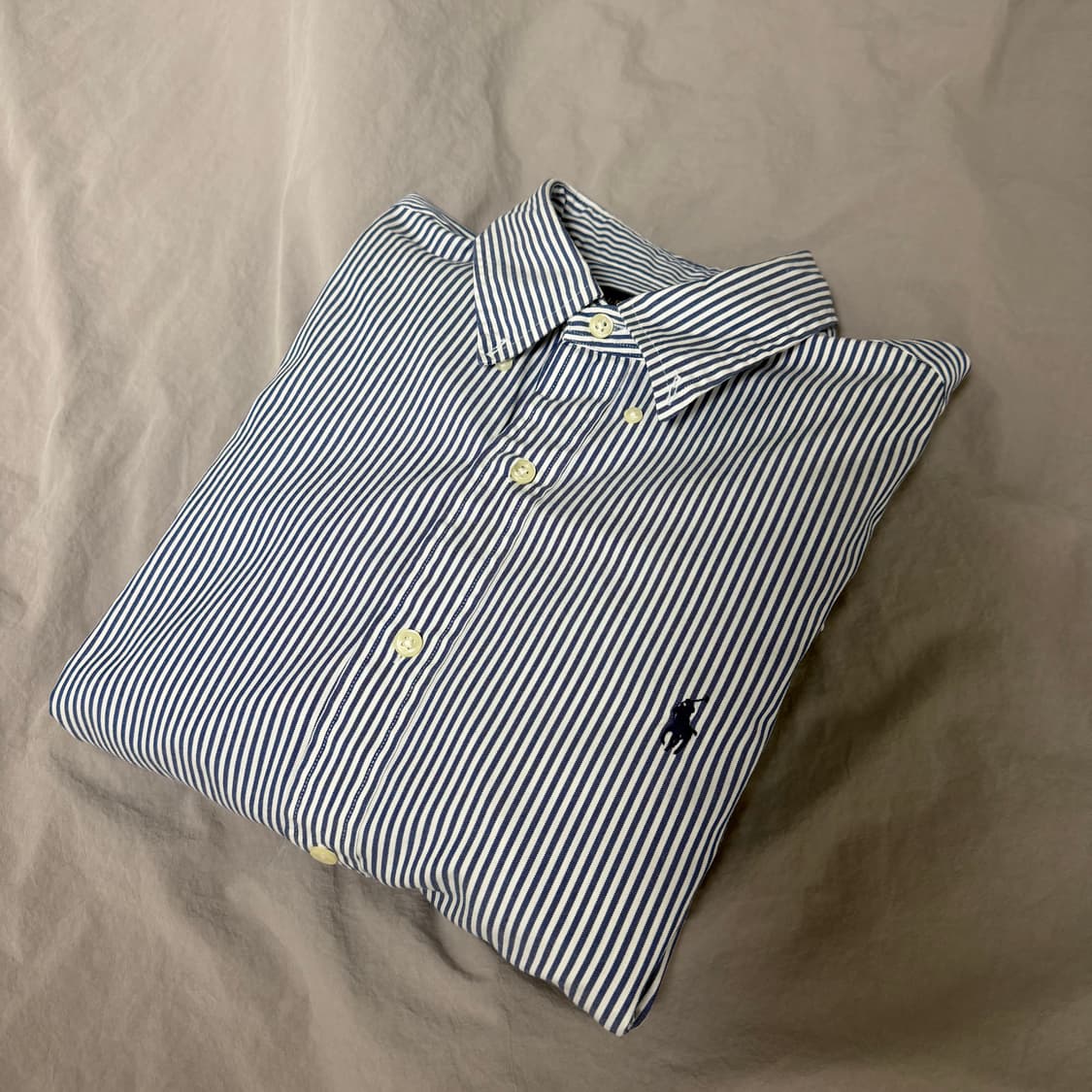 폴로 블루 스트라이프 옥스포드 긴팔 셔츠 L 상품이미지2