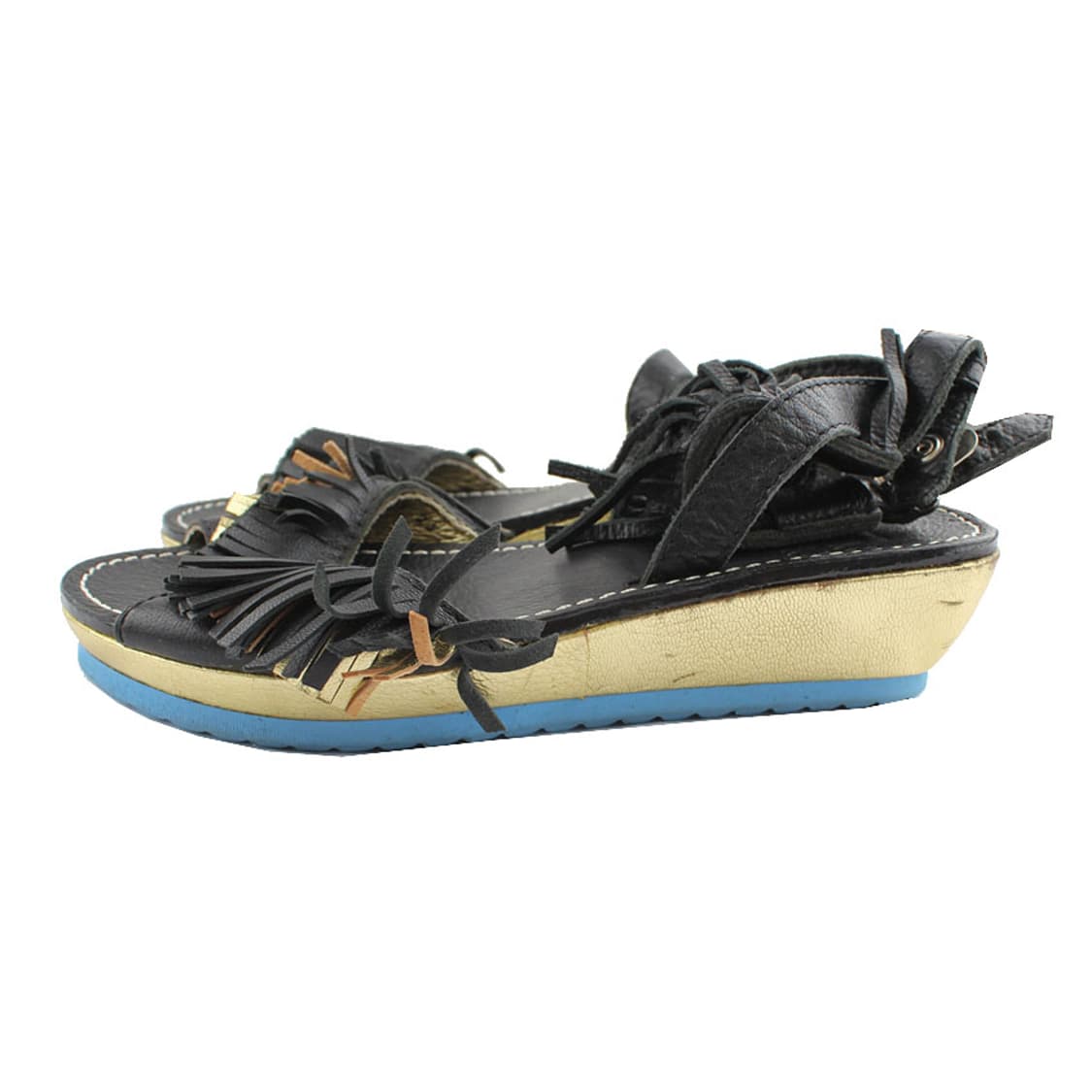 플리츠플리즈 블랙&골드 테슬 앵클스트랩 샌들 240 상품이미지3