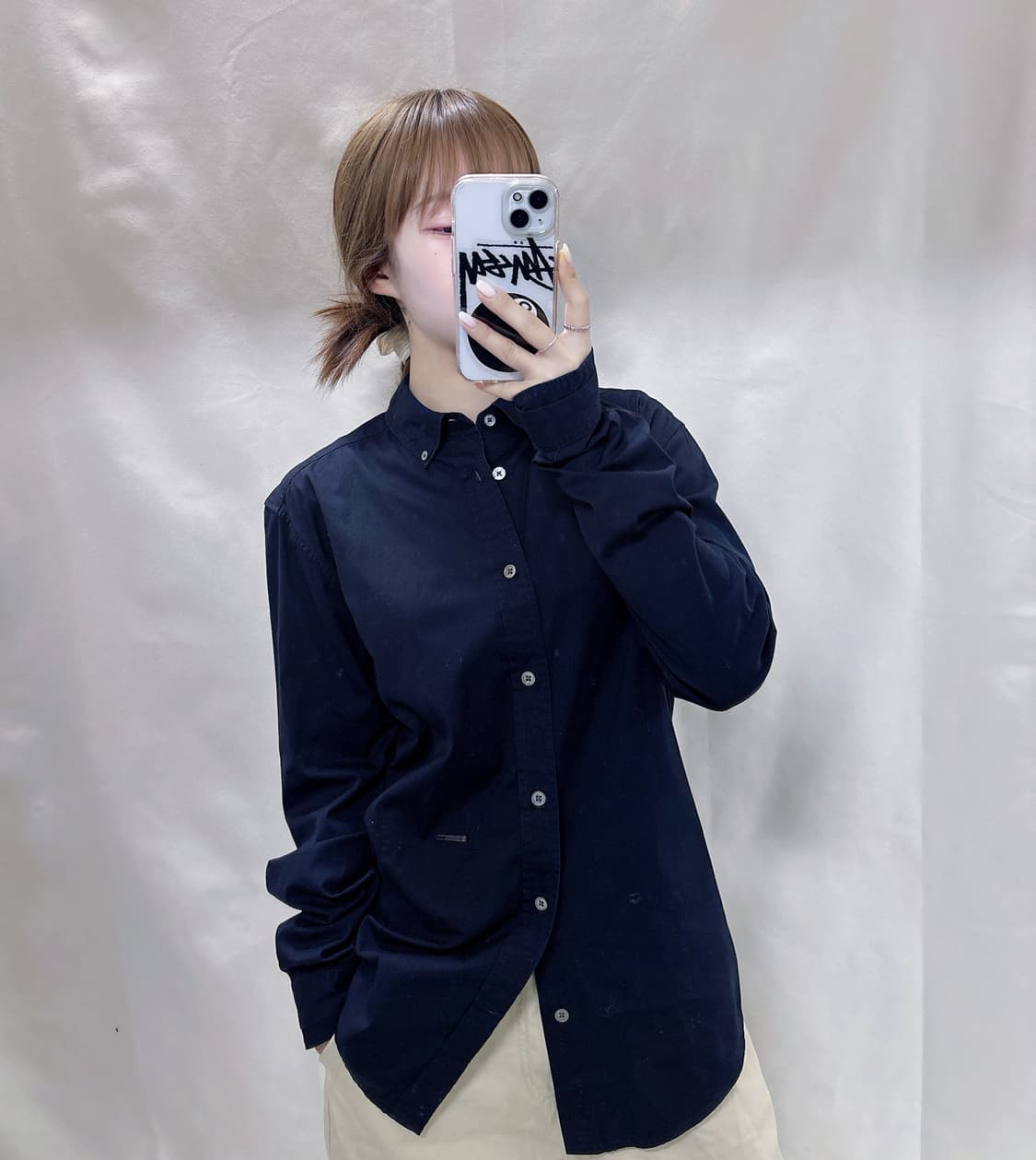 디젤 블랙 은장로고 솔리드 셔츠  상품이미지1