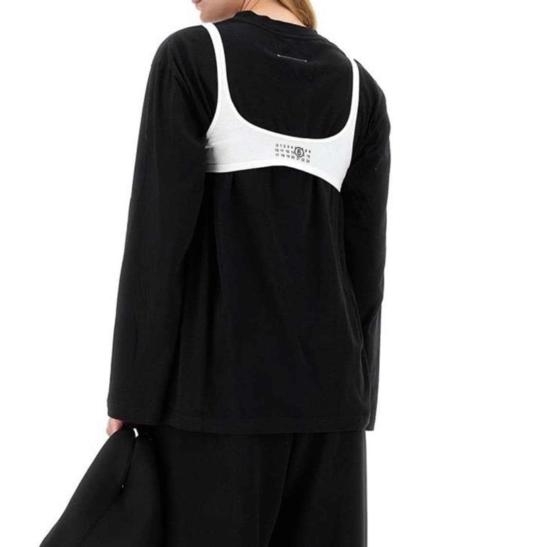 새상품💎 MM6 마르지엘라 레이어드 로고탑 블랙 티셔츠 M 상품이미지4