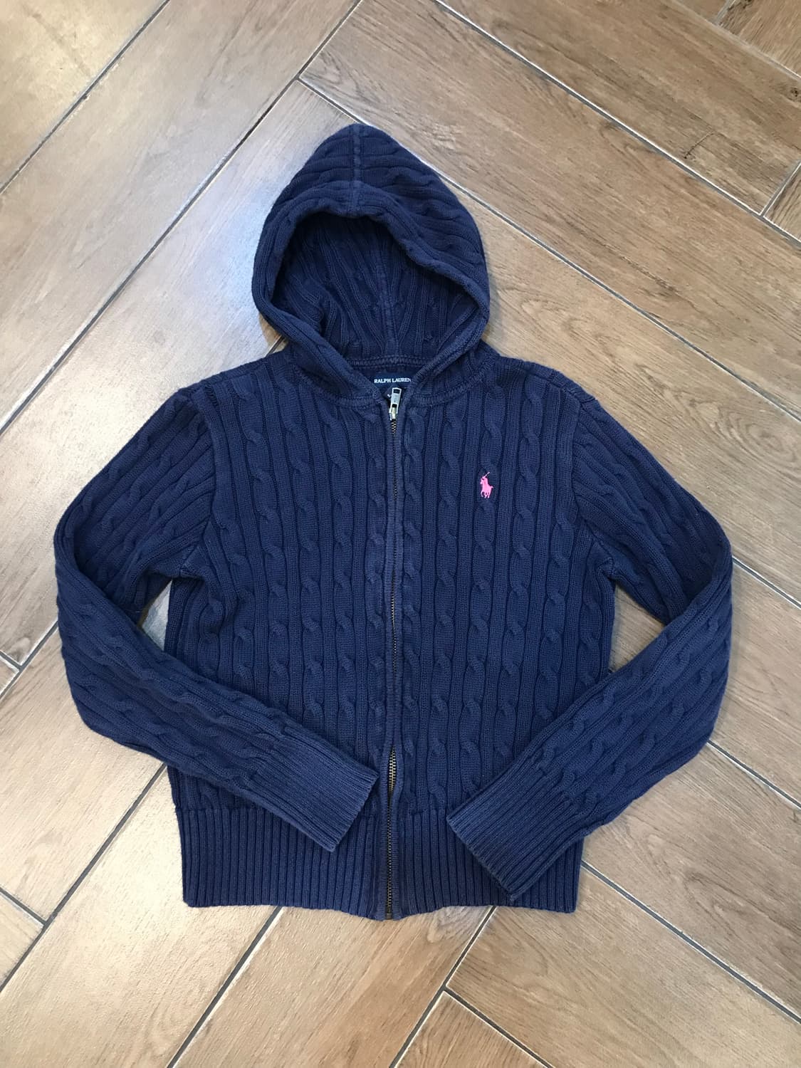 폴로 랄프로렌 네이비 케이블 후드 니트 집업 상품이미지2