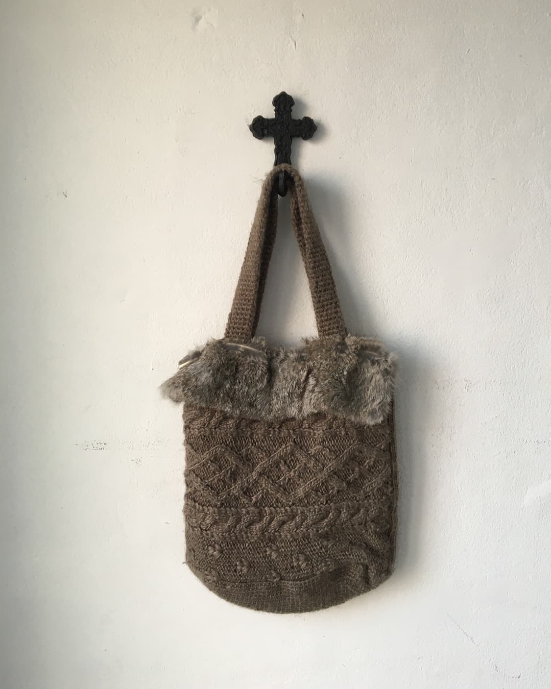 fur trimming knit bag 상품이미지1