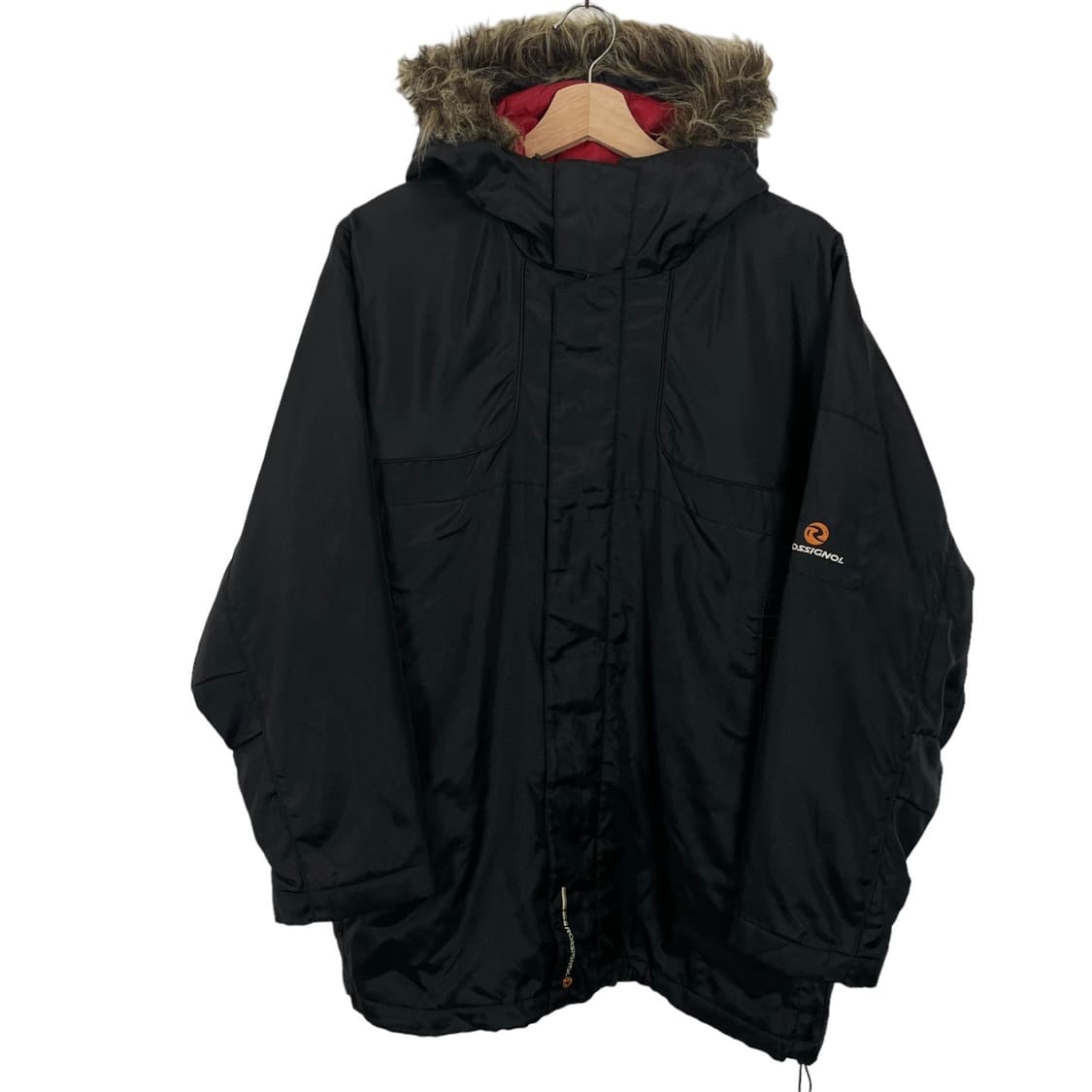 로시놀 블랙 후드 퍼 패딩 상품이미지1