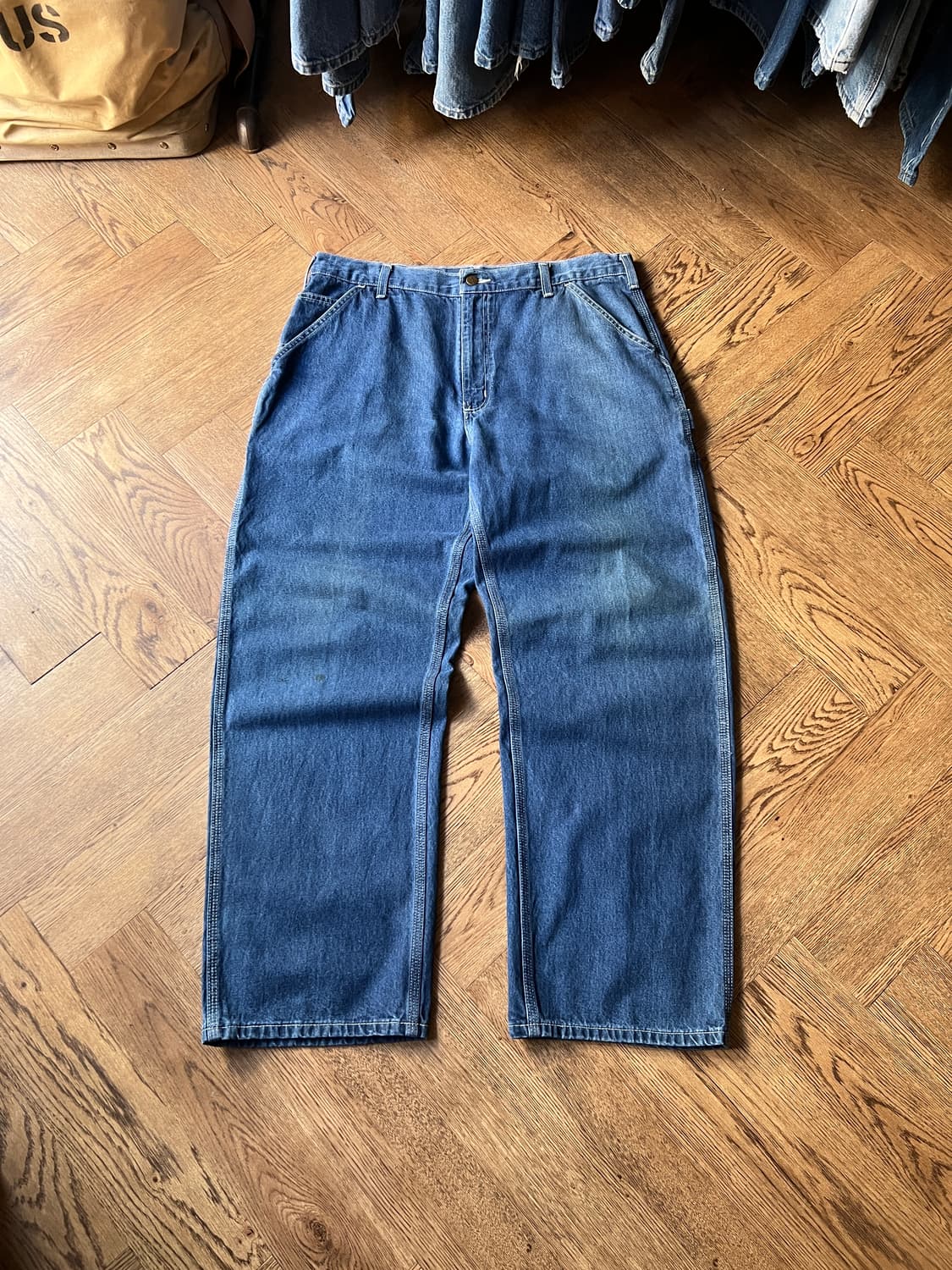 [36]칼하트 USA 덩가리핏 미디엄블루 싱글니 워크 데님 팬츠 상품이미지2