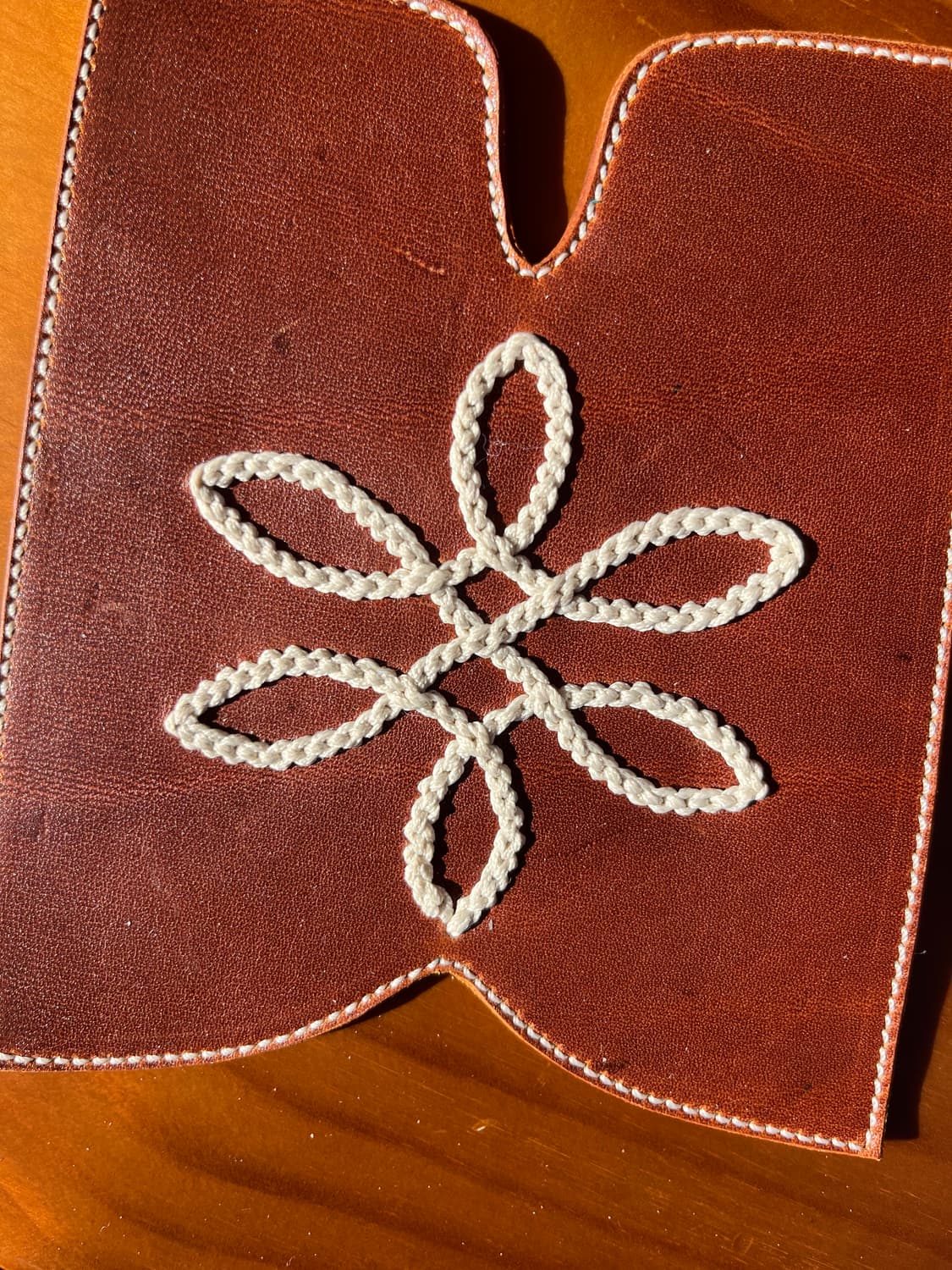 Hand-Embroidered Leather Cup Coaster  상품이미지4